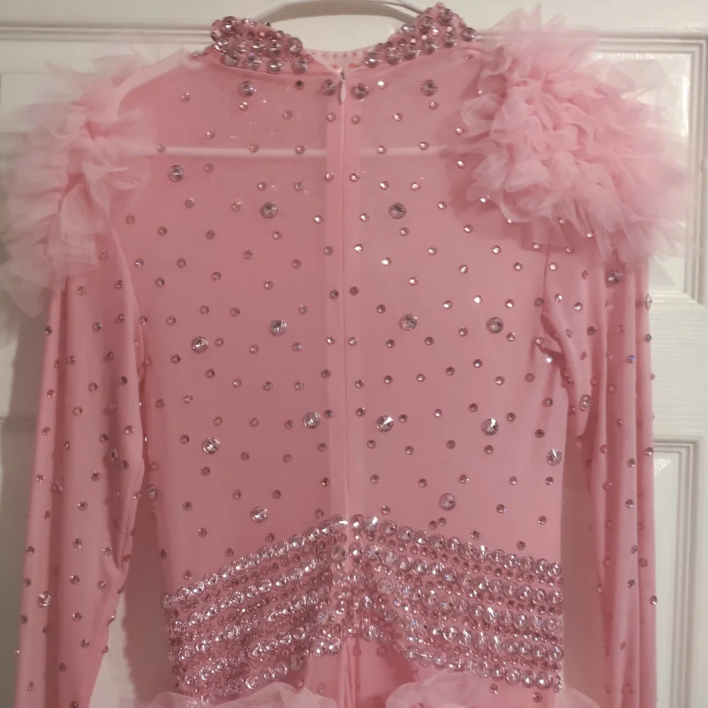 Pink Rhinestone Ruffle Bodysuit - Picture 5 of 5